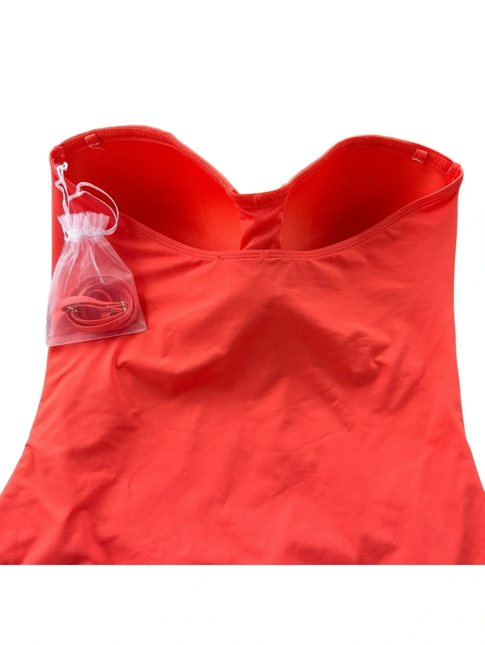 ANNE COLE coral molded cup strapless twist front one piece swimsuit size 16